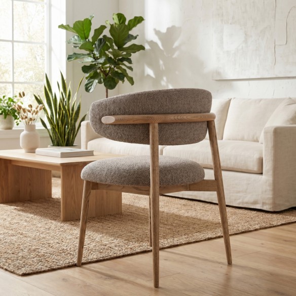 GALMOR Chair in Maple Wood and Taupe Grey Fabric