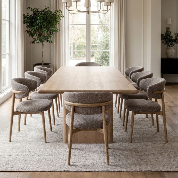 GALMOR Chair in Maple Wood and Taupe Grey Fabric