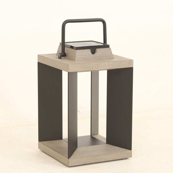 Lanterne solaire DURATEK ALU noir H36cm LED rechargeable Intensité réglable