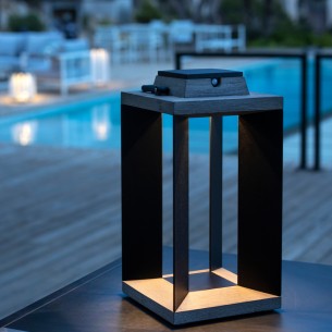 DURATEK Solar Lantern H36cm Black Aluminium Rechargeable LED Adjustable Brightness