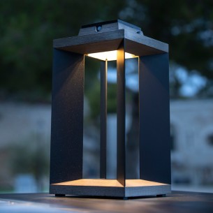 Lanterne solaire DURATEK ALU noir H36cm LED rechargeable Intensité réglable 2