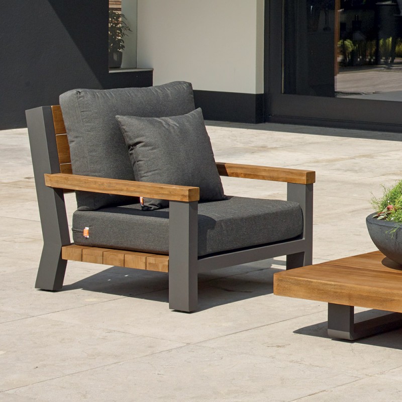 Fauteuil de jardin FITZ ROY teck et gris anthracite
