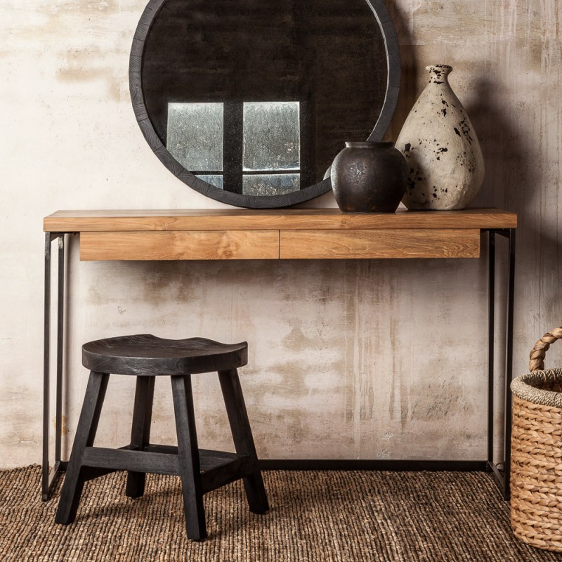 THREE Console in Reclaimed Teak with Drawers W130