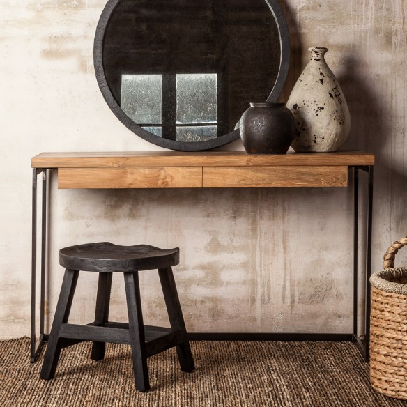 THREE Console in Reclaimed Teak with Drawers W130