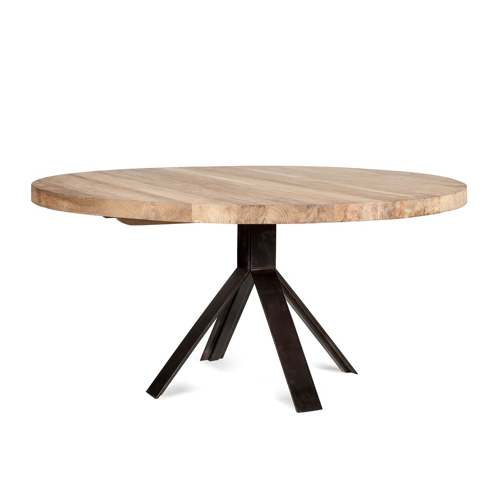 Alida - table à manger ronde 130x130cm en bois de teck recyclé