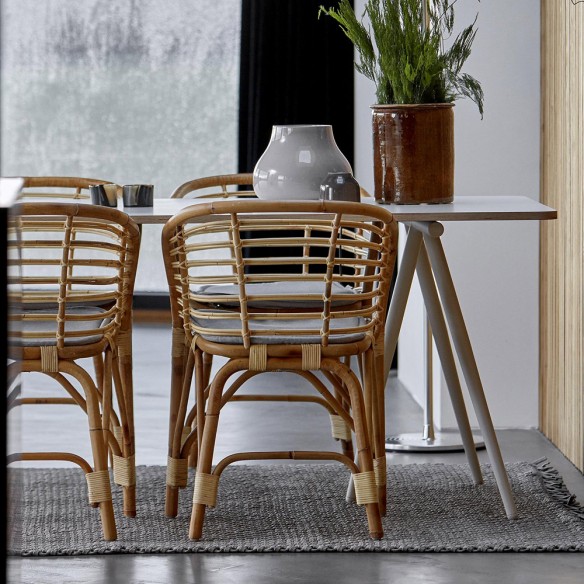 BLEND Chair in Natural Rattan with Taupe Cushion