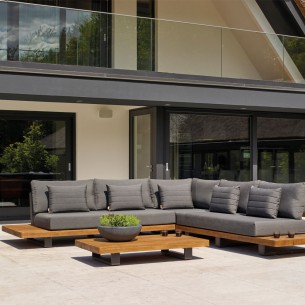 Fitz Roy - salon de jardin 6 places, teck et gris anthracite 2