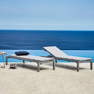 Bain de soleil RELAX aluminium et matelas gris clair