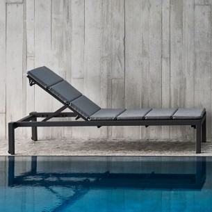 Bain de soleil RELAX aluminium anthracite et matelas gris 2