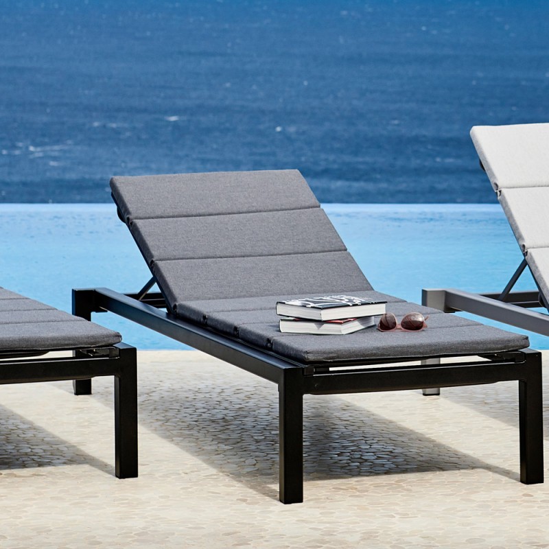 Bain de soleil RELAX aluminium anthracite et matelas gris