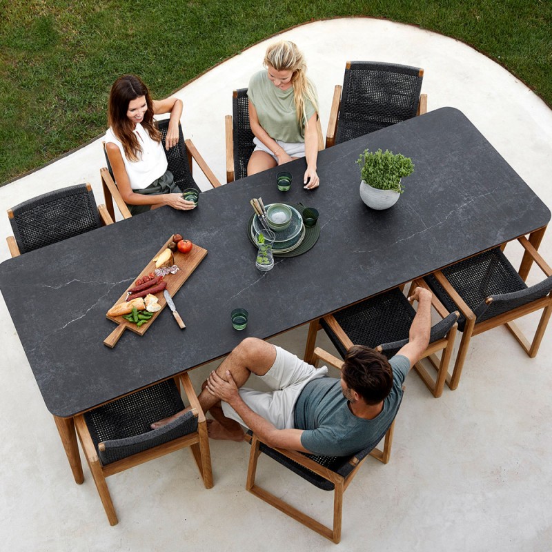 Table de jardin ASPECT en teck et céramique 8 places L280