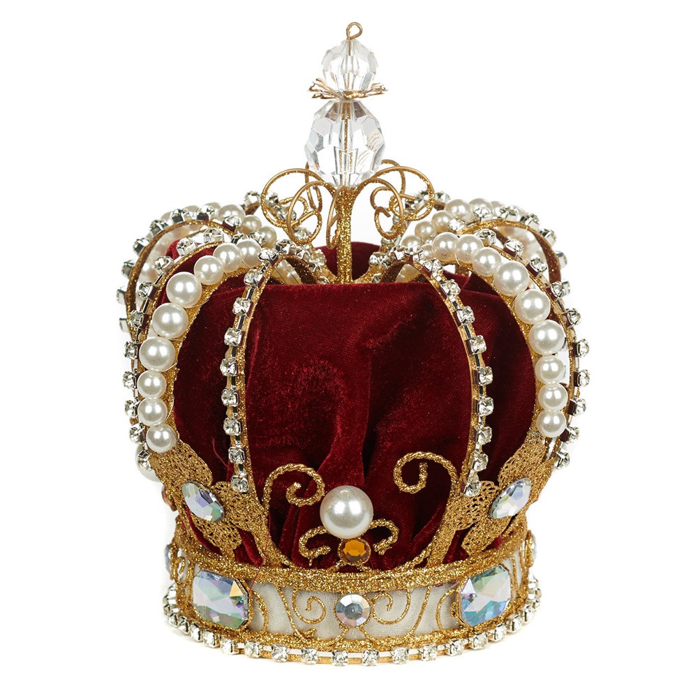 Royal golden Crown and Burgundy velvet Tree Topper H35cm