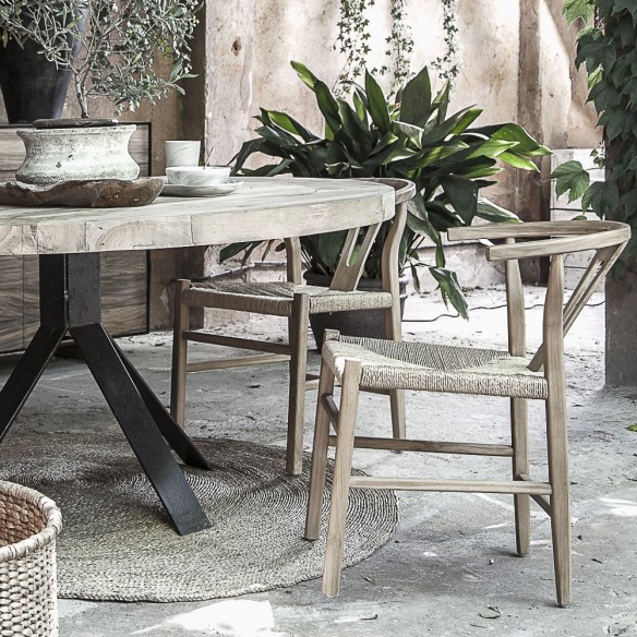 ROB Dining Chair in Natural Reclaimed Teak and Natural Rope Dareels