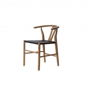 Chaise ROB en teck recyclé naturel et corde noire tressée 2