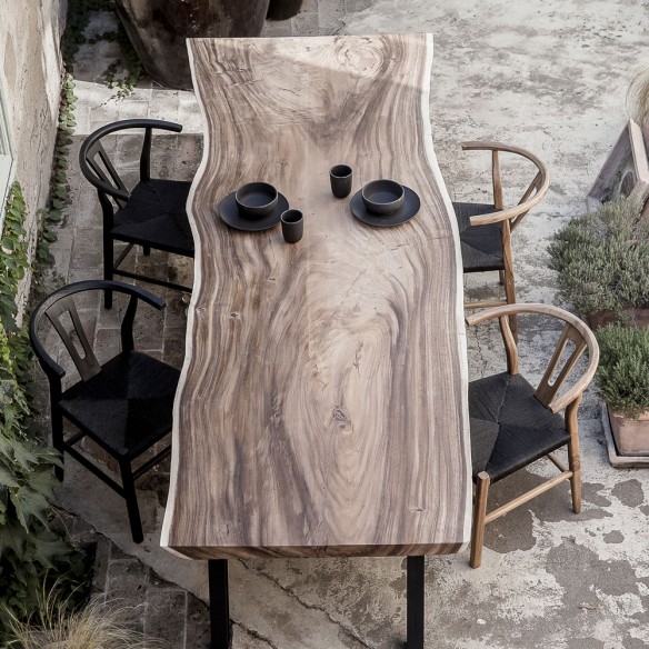 ROB Dining Chair in Natural Reclaimed Teak and Black Rope