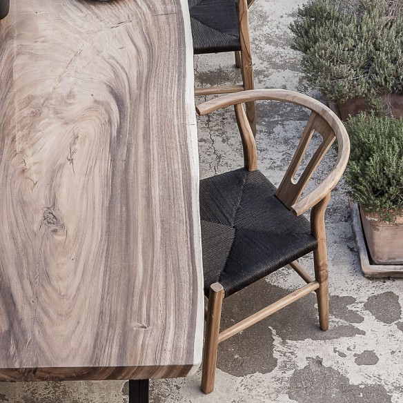 ROB Dining Chair in Natural Reclaimed Teak and Black Rope