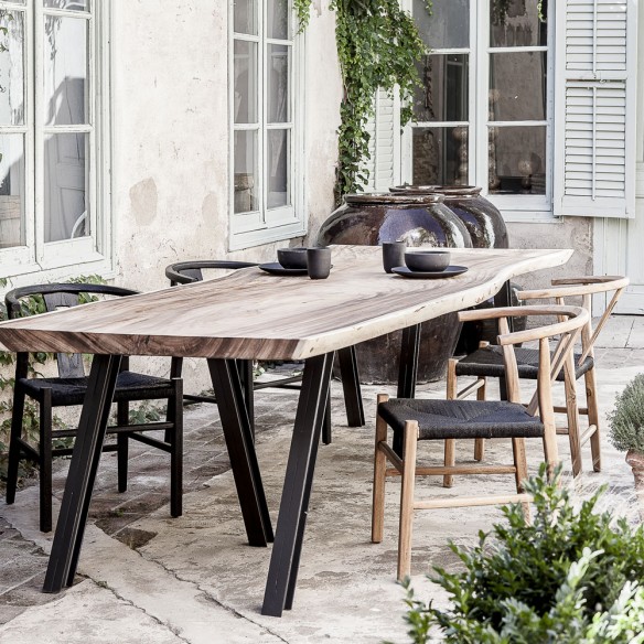 ROB Dining Chair in Natural Reclaimed Teak and Black Rope