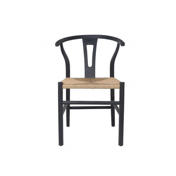 ROB Dining Chair in Black Reclaimed Teak and Natural Rope