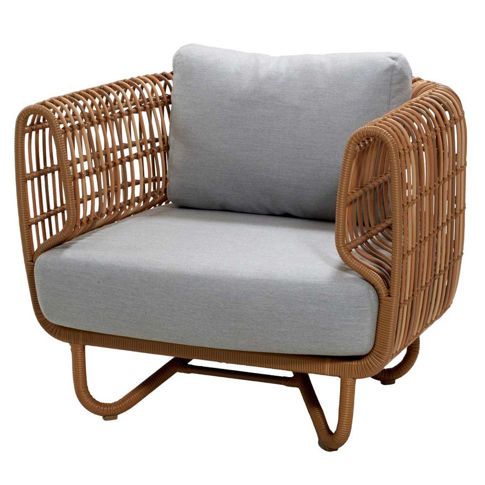 Fauteuil de jardin BASKET Naturel coussins taupe - Arkana Living