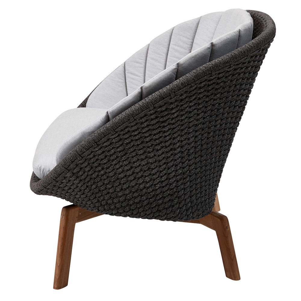 Fauteuil de jardin PEACOCK Corde souple et coussins gris