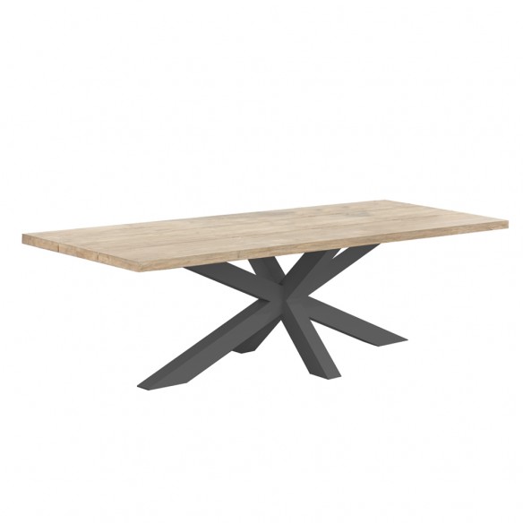 TIMOR Outdoor Dining Table 8 Seater Grey Teak and Anthracite Aluminium W280