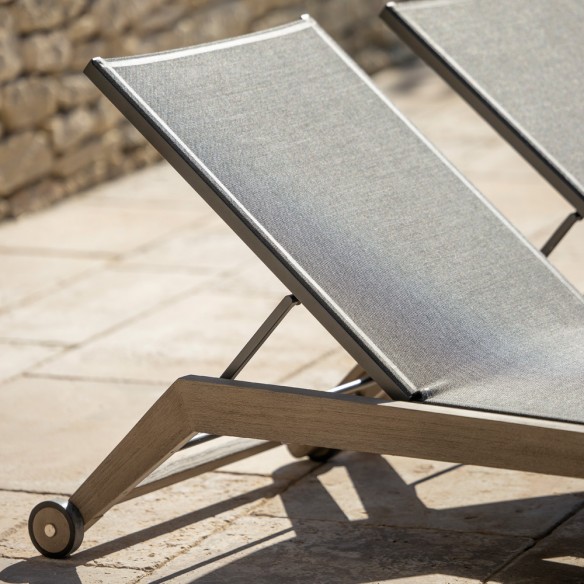 COPENHAGUE Sunlounger in DURATEK and Eden batyline, backwheels