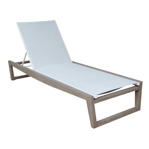 Skaal Sun Lounger by Les Jardins - Teak & Batyline