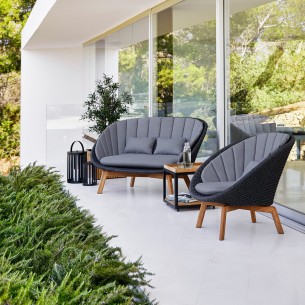 PEACOCK Garden Sofa 2 Seater Soft Rope Grey Cushions 2