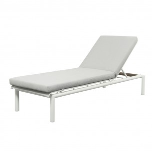 Bain de soleil BASTINGAGE aluminium blanc et toile Ateja gris clair 2
