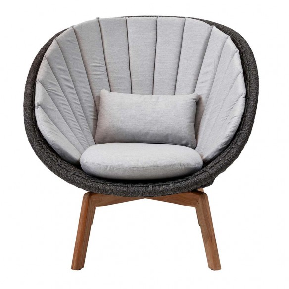 Fauteuil de jardin PEACOCK Corde souple et coussins gris clairs