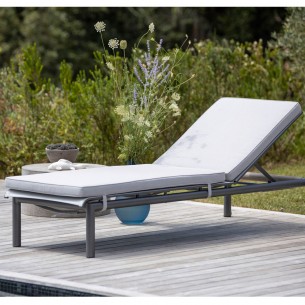 Matelas pour bain de soleil BASTINGAGE en toile ATEJA gris clair 2