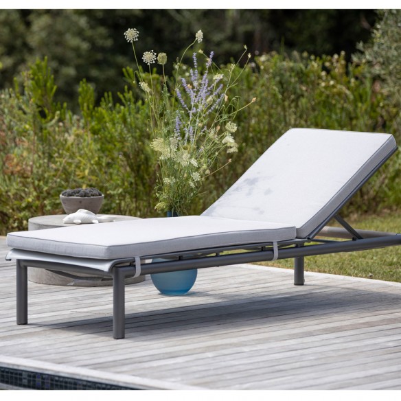 Matelas pour bain de soleil BASTINGAGE en toile ATEJA gris clair Les jardins