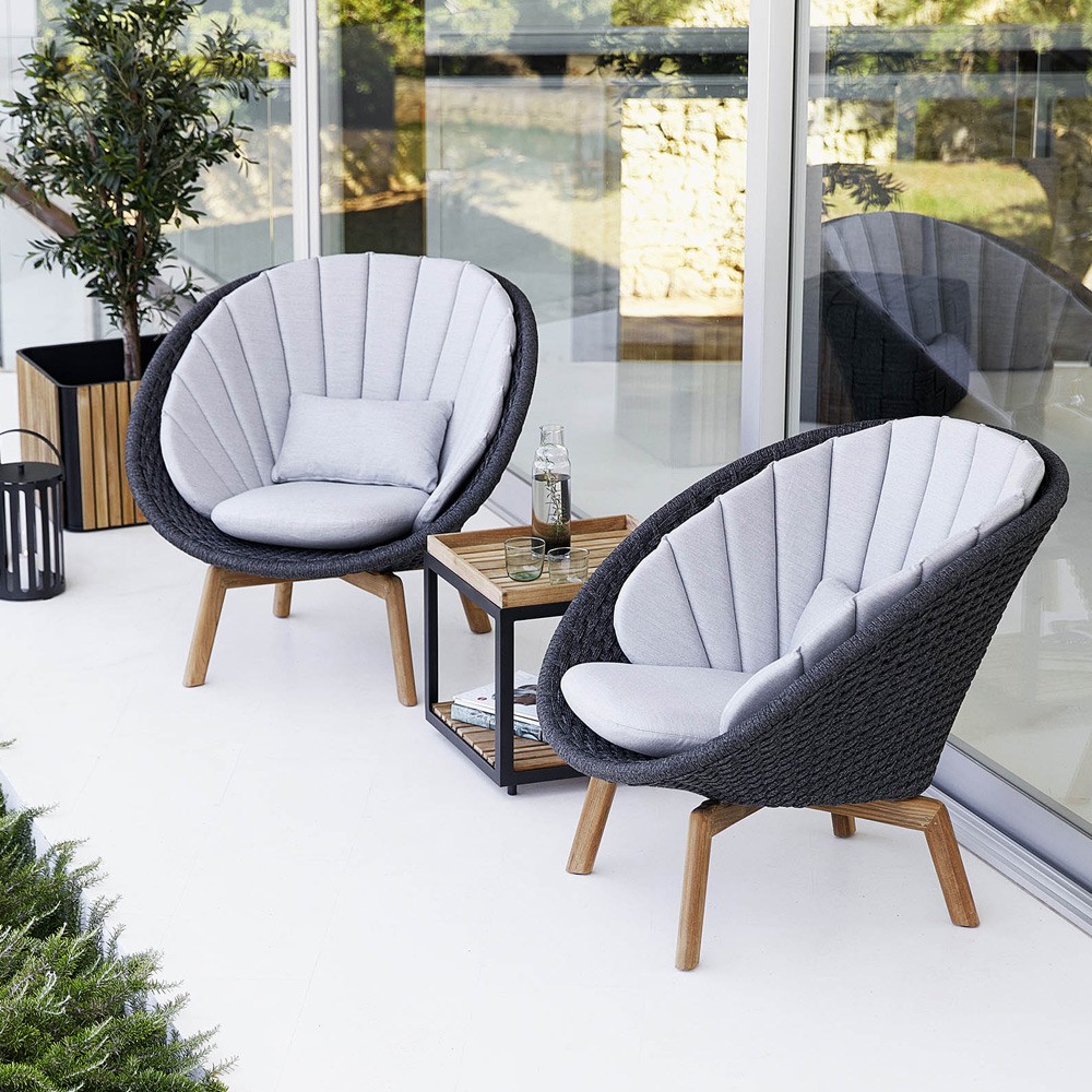 Fauteuil de jardin PEACOCK Corde souple et coussins gris