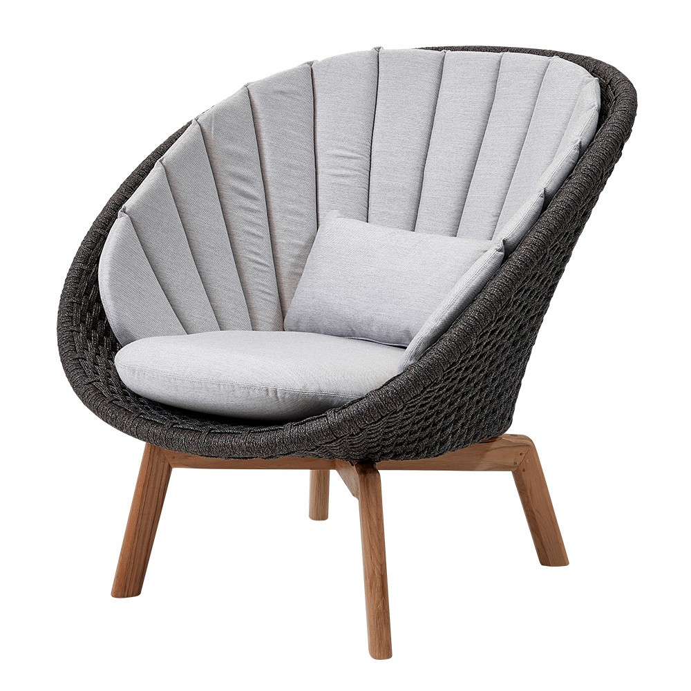 Fauteuil de jardin PEACOCK Corde souple et coussins gris