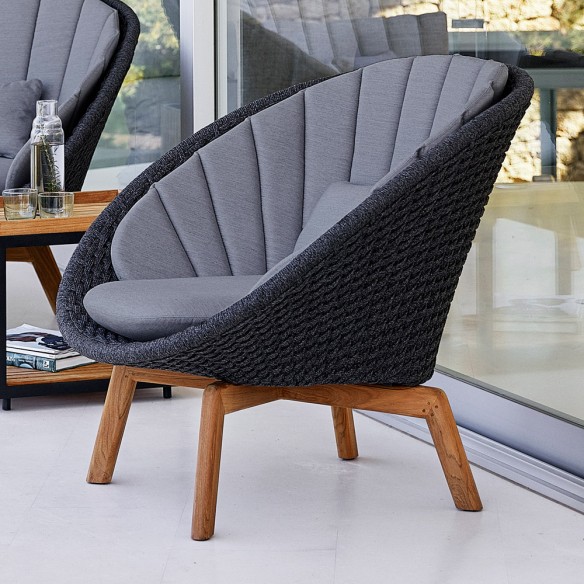 Fauteuil de jardin PEACOCK Corde souple et coussins gris