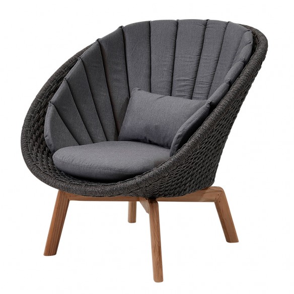 Fauteuil de jardin PEACOCK Corde souple et coussins gris Cane line