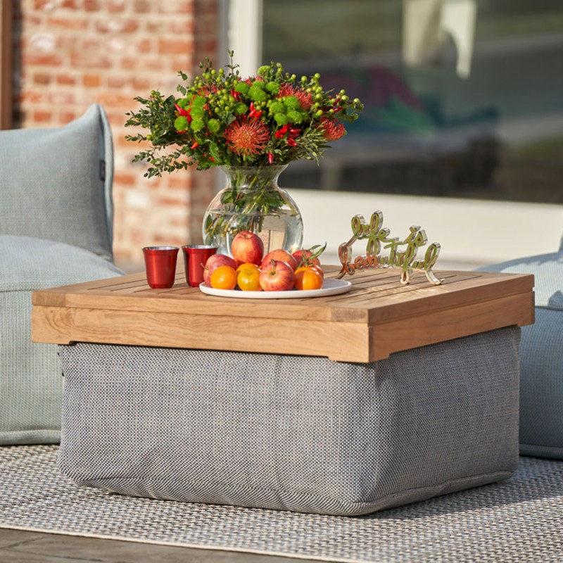 Plateau de table en teck adapté au Pouf DOTTY S