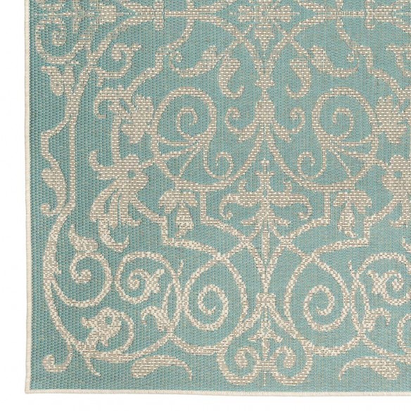 Summer Quai Turquoise Polypropylene Outdoor Rug