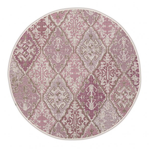 BRIGHTON Plum Polypropylene Round Outdoor Rug D230cm