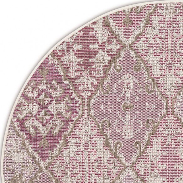 BRIGHTON Plum Polypropylene Round Outdoor Rug D230cm