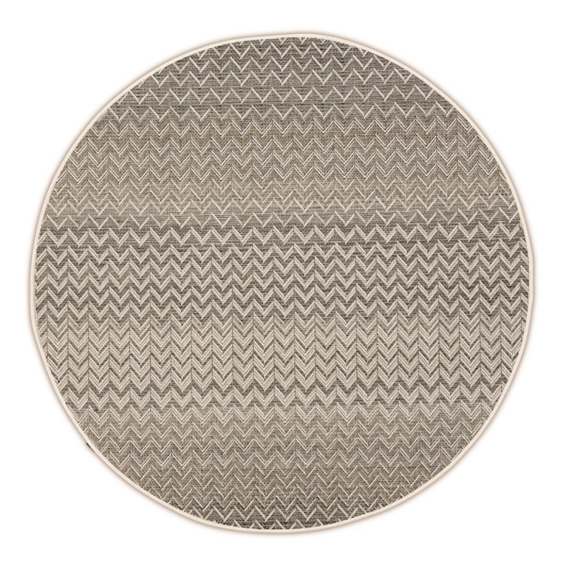 ZIGGY Anthracite Beige Polypropylene Round Outdoor Rug D230cm