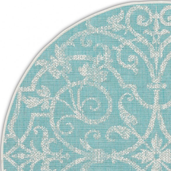 SUMMER QUAI Turquoise Polypropylene Round Outdoor Rug D230cm