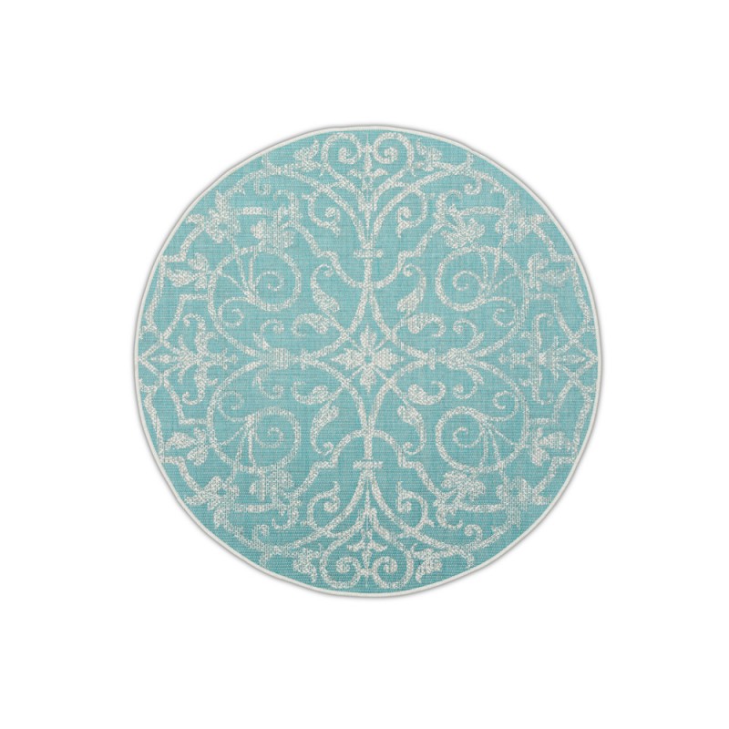 SUMMER QUAI Turquoise Polypropylene Round Outdoor Rug D160cm