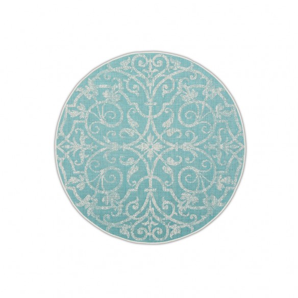 Tapis d'extérieur rond SUMMER QUAI Turquoise en polypropylène D160cm