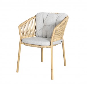 Chaise de jardin OCEAN Naturel et coussin brun clair 2