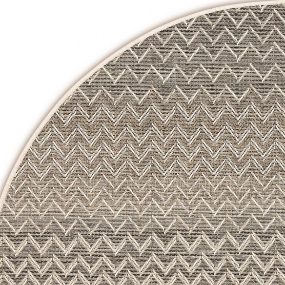 Tapis d'extérieur rond ZIGGY Anthracite Beige en polypropylène