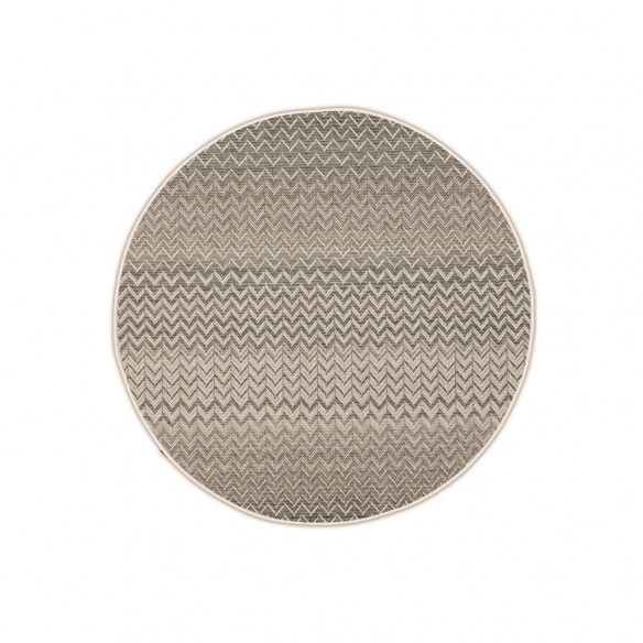 Tapis d'extérieur rond ZIGGY Anthracite Beige en polypropylène D160cm