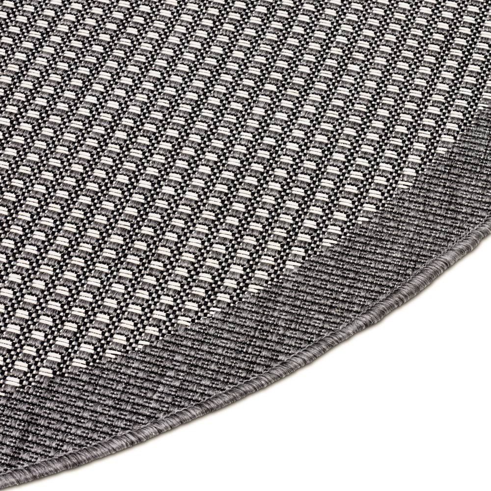 HUDSON Grey Polypropylene Round Outdoor Rug D230cm Made in Belgium