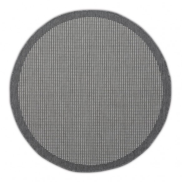 HUDSON Grey Polypropylene Round Outdoor Rug D230cm Made in Belgium