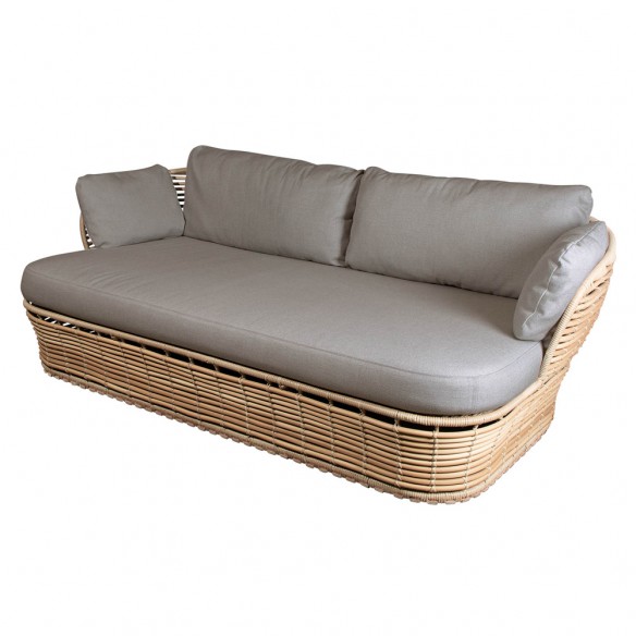 BASKET Garden Sofa 2/3 Seater Natural with Taupe Cushions